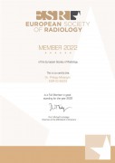 Сертификат Миранги Филиппа Шалвовича - Членство Европейского общества радиологии (ESR) в 2022 году