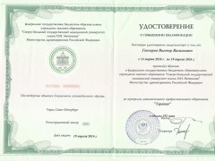 Удостоверение Гончарова Виктора Васильевича от 19.04.2016 - Повышение квалификации «Терапия»